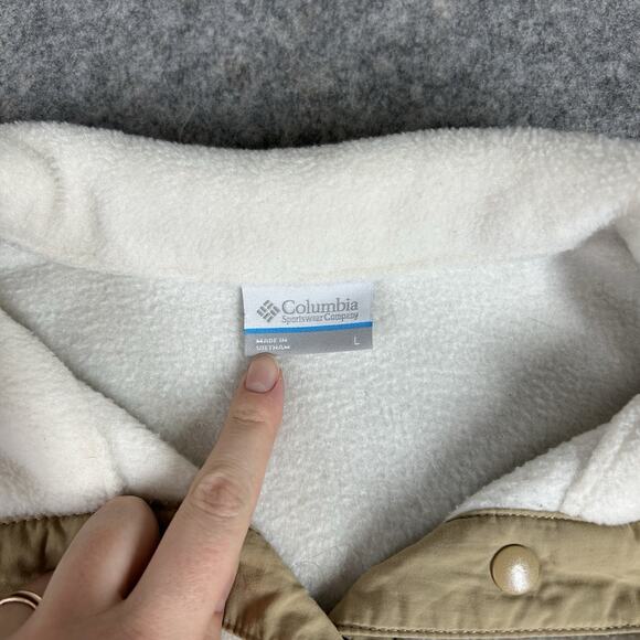 Columbia Sweatshirt Large Benton Springs Half Snap Pullover Sweater Fleece Chalk - Picture 3 of 8